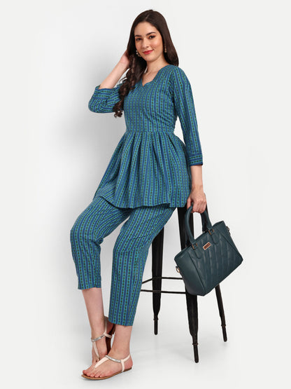 Blue Peplum Style Co-ord Sets