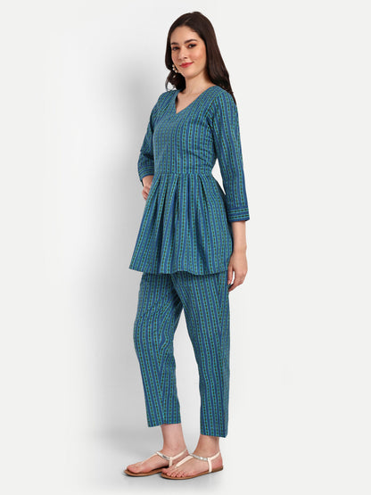 Blue Peplum Style Co-ord Sets