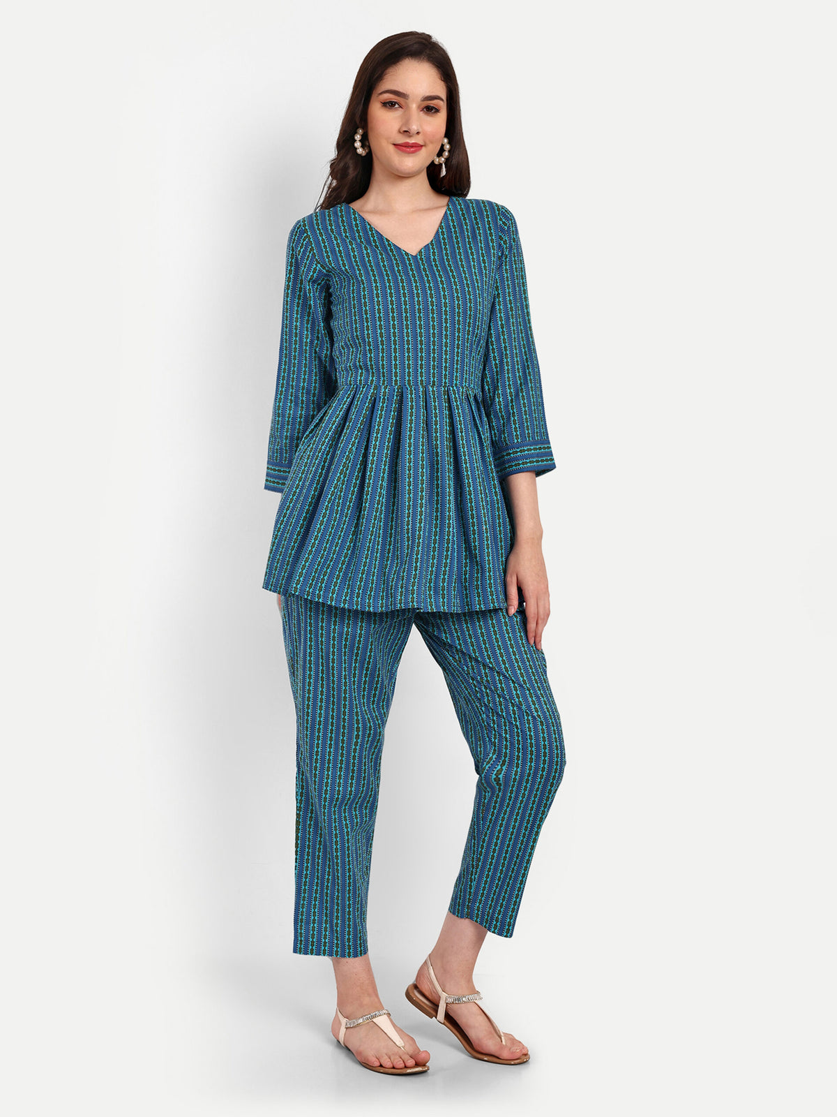 Blue Peplum Style Co-ord Sets