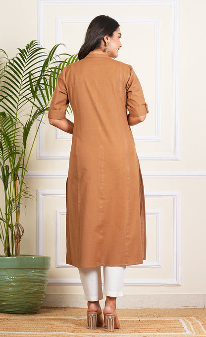 Cotton Pleated A-Line Kurta