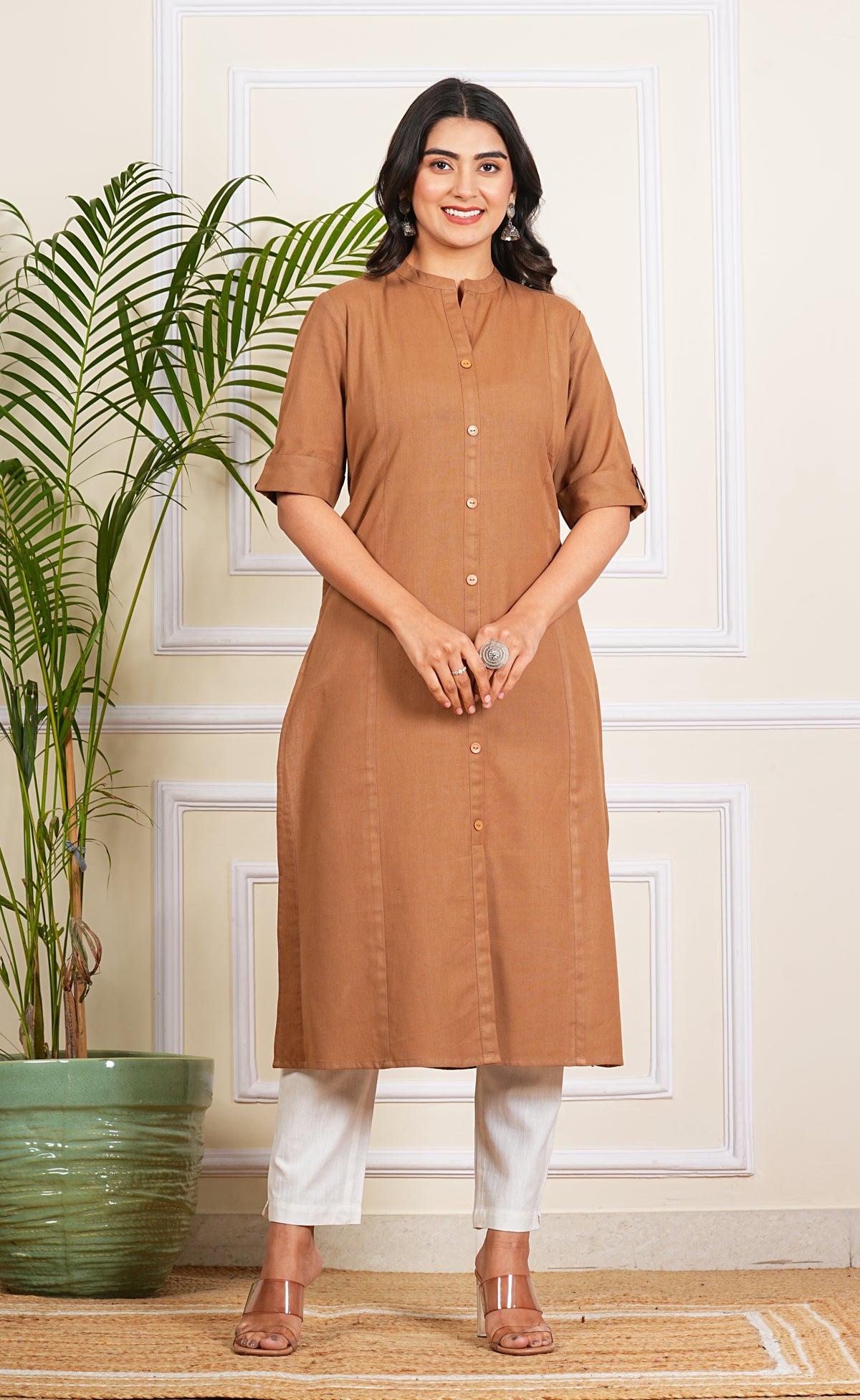 Cotton Pleated A-Line Kurta