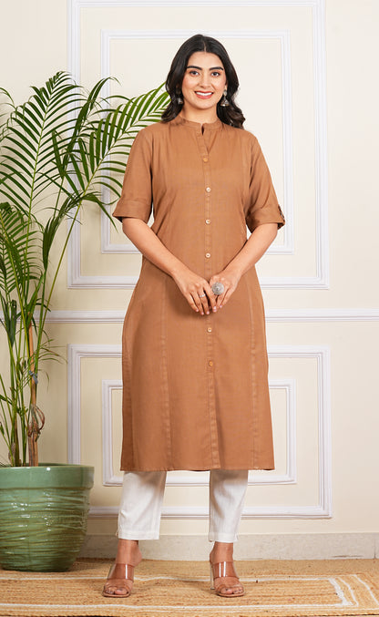 Cotton Pleated A-Line Kurta