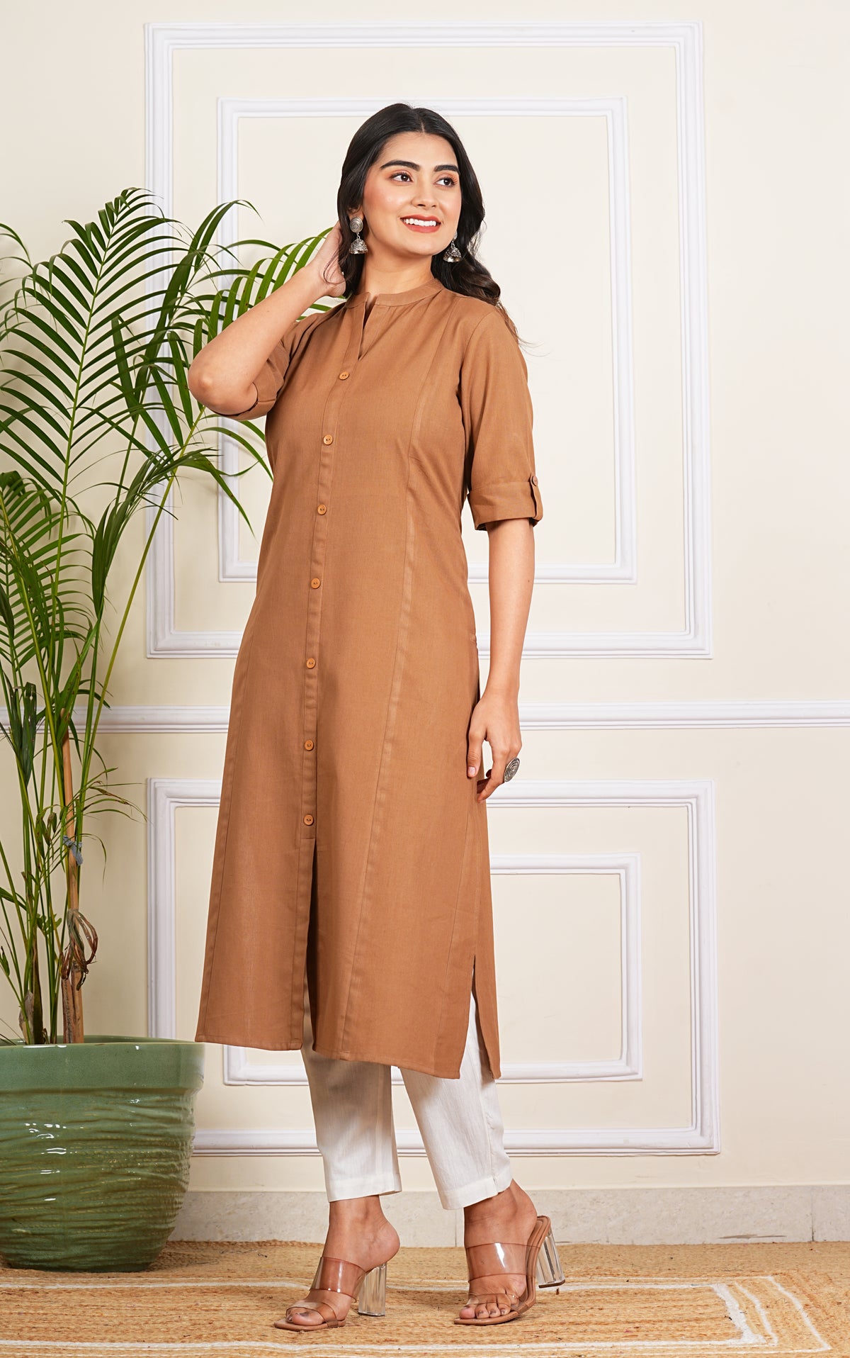 Cotton Pleated A-Line Kurta