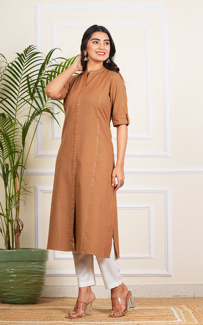 Cotton Pleated A-Line Kurta