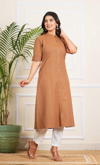 Cotton Pleated A-Line Kurta