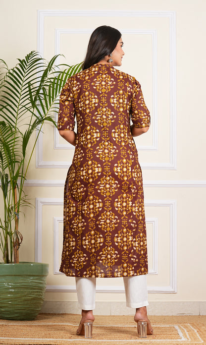 Cotton Pleated A-Line Kurta