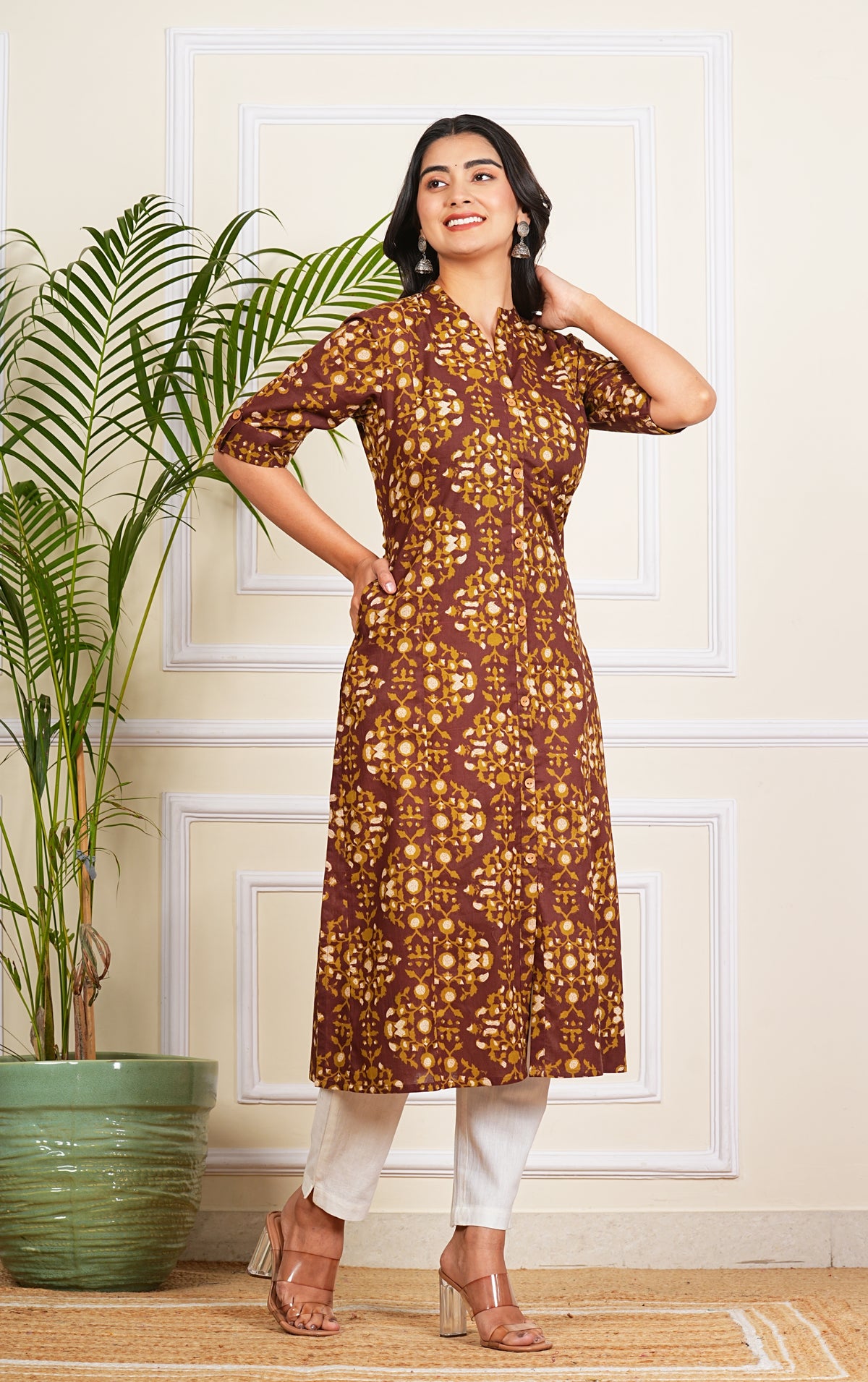 Cotton Pleated A-Line Kurta