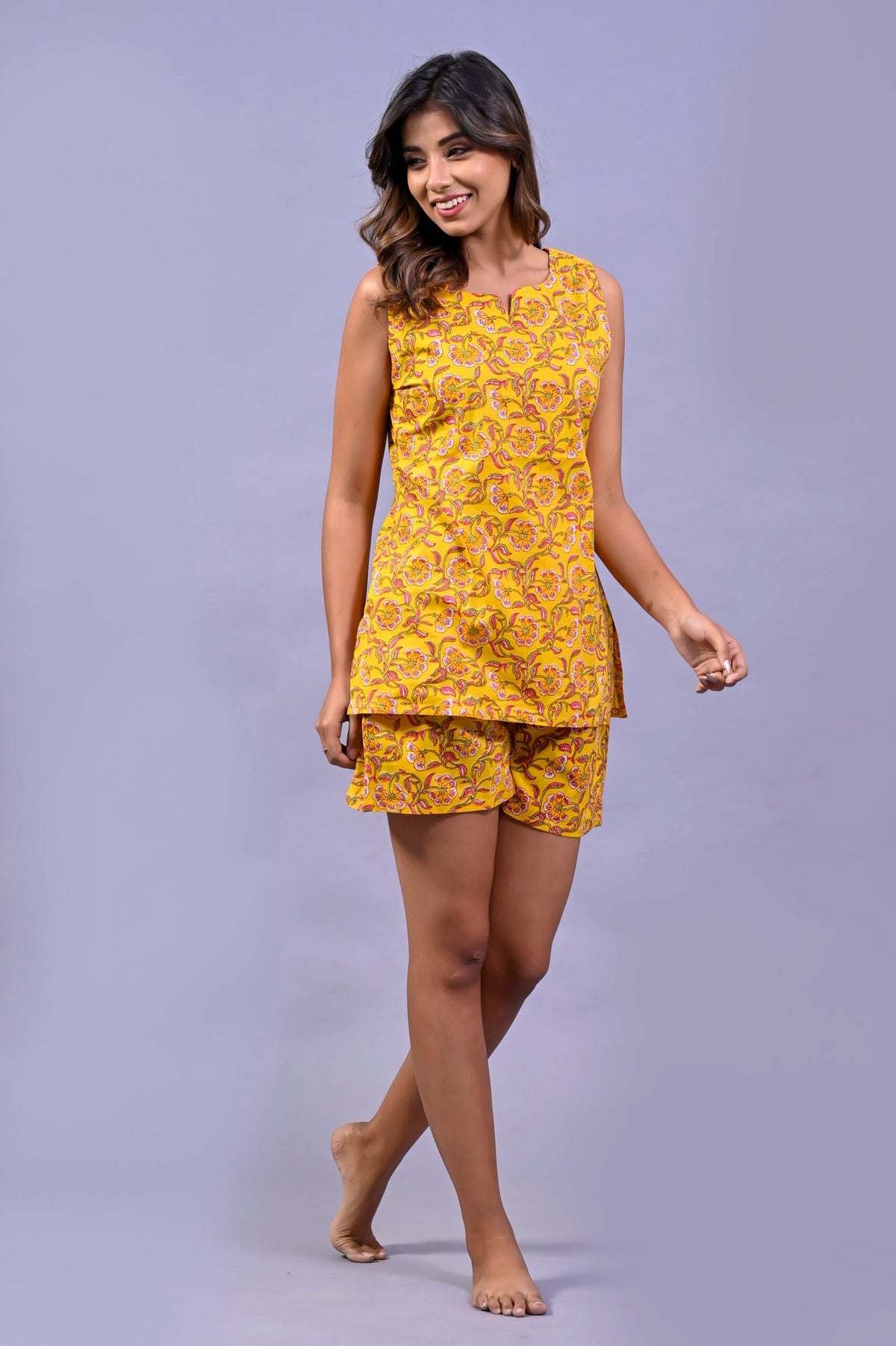 Yellow Cotton Top and Short Set
