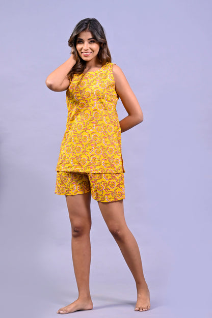 Yellow Cotton Top and Short Set