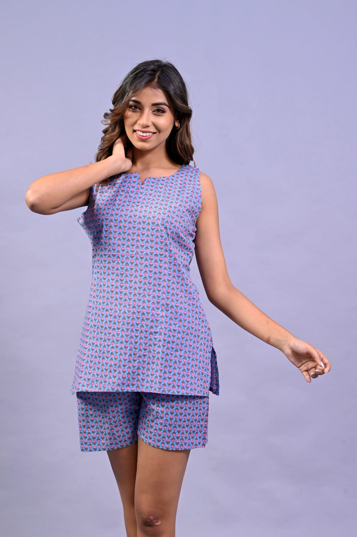 Pastel Purple Cotton Top and Short Set