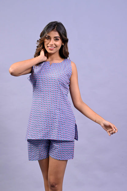 Pastel Purple Cotton Top and Short Set
