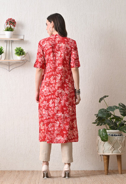 Red Katha A-line Kurta