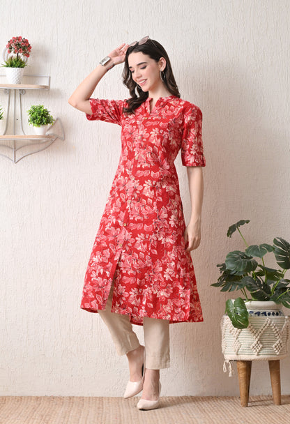 Red Katha A-line Kurta