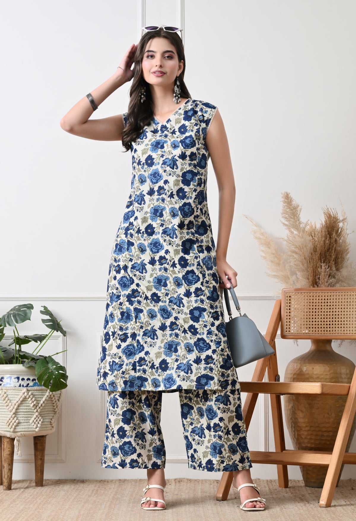 Blue Blossom Cotton Coord Set