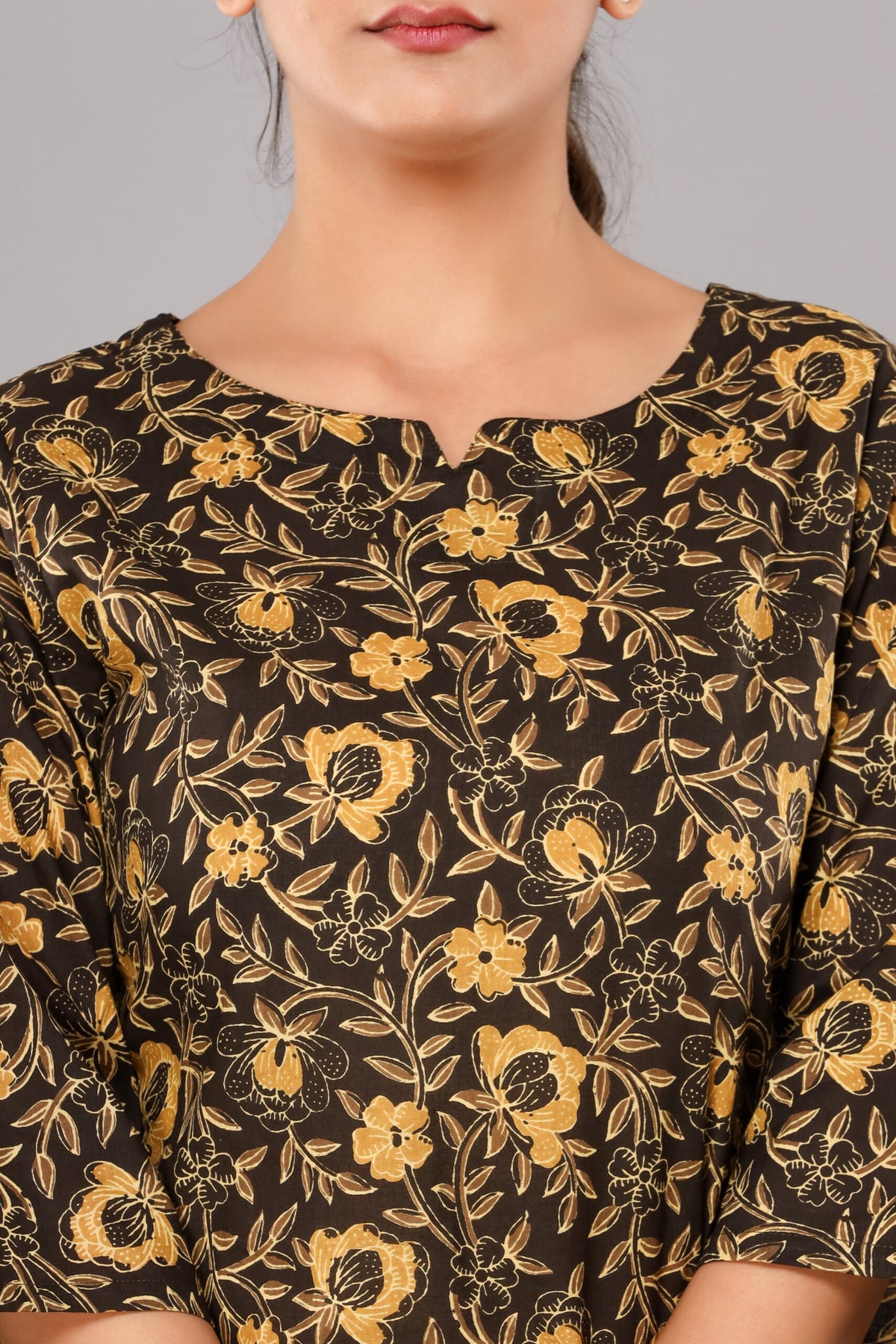 Dark Brown Cotton Printed Night Suits
