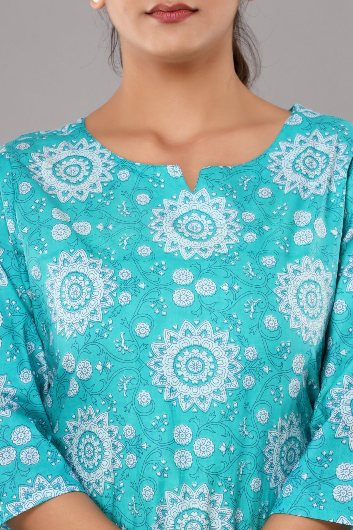 Blue Cotton Printed Night Suits