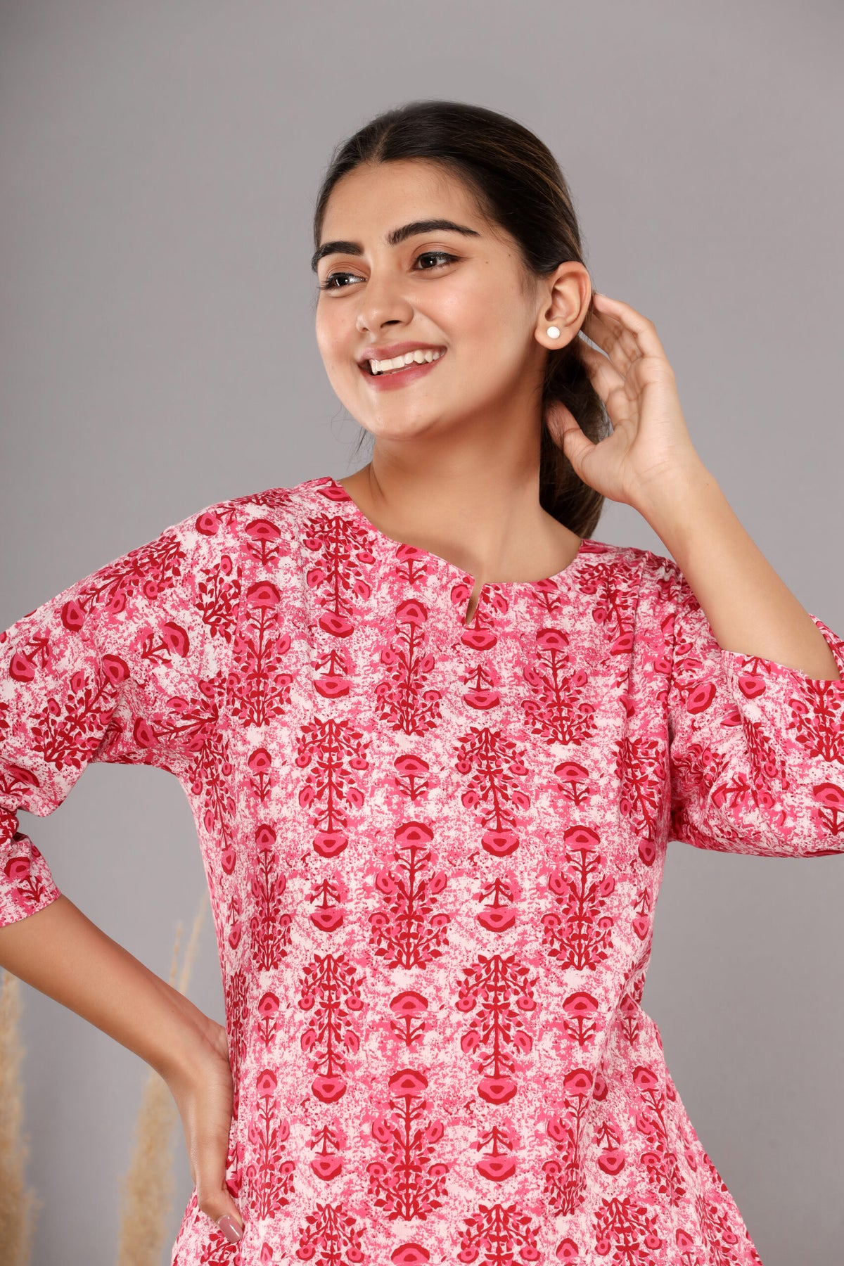 Pink Buta Cotton Printed Night Suits