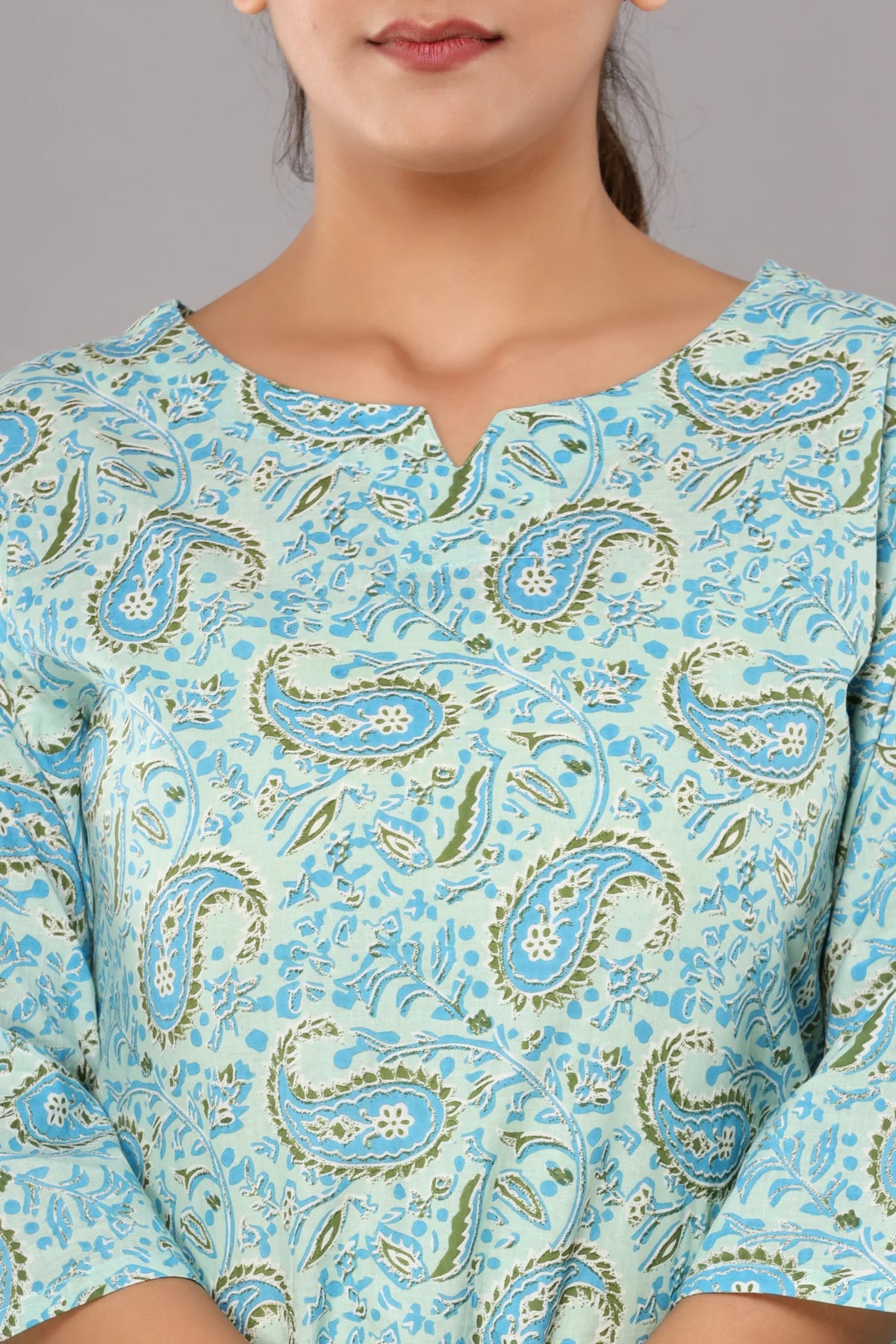Sky Blue Cotton Printed Night Suits