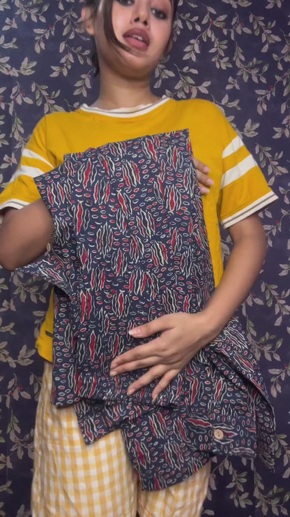 Dark Blue Shirt Style Co-ord Sets