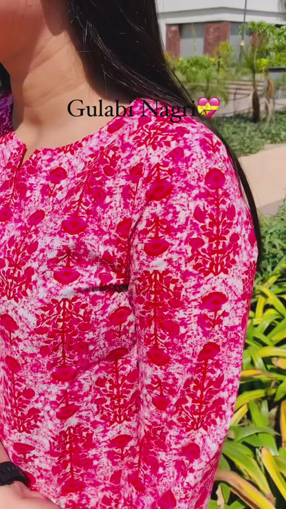 Pink Buta Cotton Printed Night Suits
